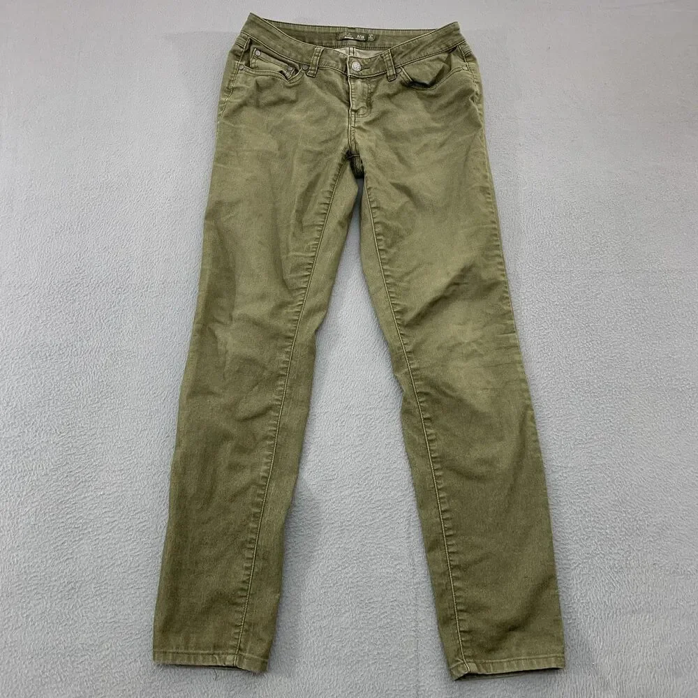 PrAna Jeans Womens 6/28 Green Medium Wash Slim Tapered Mid Rise Stretch Denim